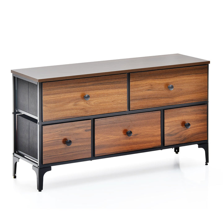 チェスト2段幅102cm木目調リバーシブル天板付き脚付き