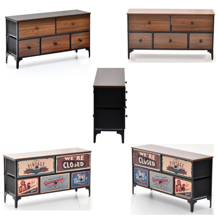 チェスト2段幅102cm木目調リバーシブル天板付き脚付き