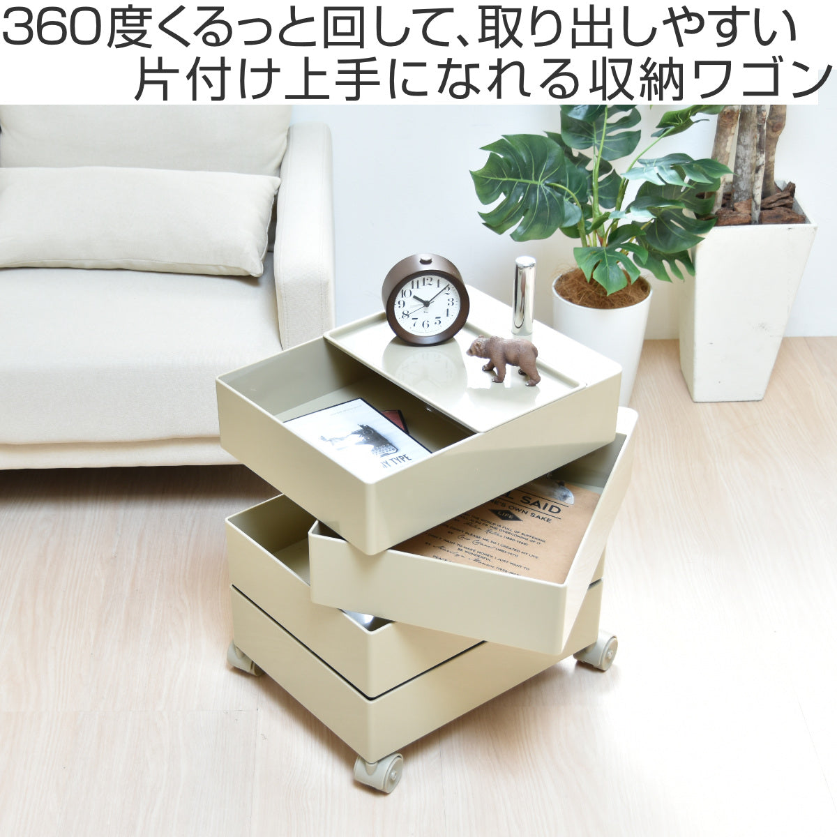 収納ワゴン 4段 360度 回転 キャスター付き – ハウジー
