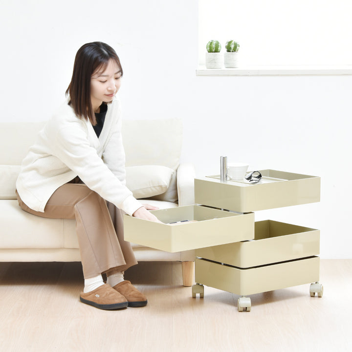 収納ワゴン4段360度回転キャスター付き