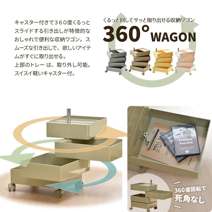 収納ワゴン5段360度回転キャスター付き