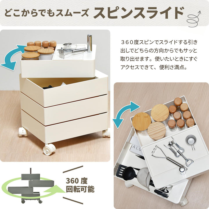 収納ワゴン5段360度回転キャスター付き