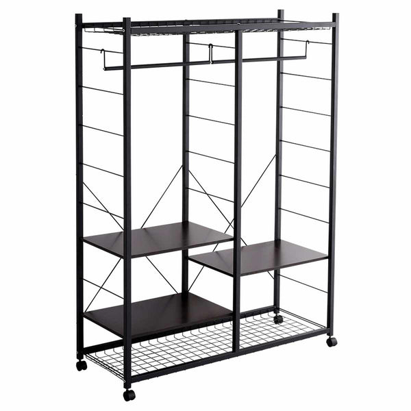 ハンガーラックLacatas幅119cmキャスター付き可動棚