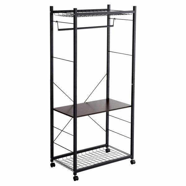 ハンガーラックLacatas幅75cmキャスター付き可動棚