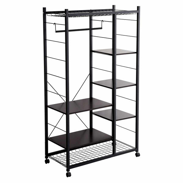 ハンガーラックLacatas幅88cmキャスター付き可動棚