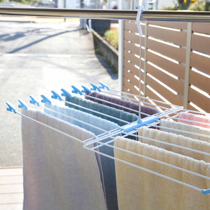 タオルハンガー折りたたみ式物干しバネ付きクリップ20枚掛け