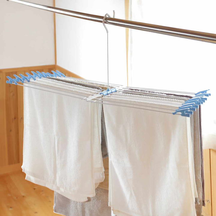 タオルハンガー折りたたみ式物干しバネ付きクリップ20枚掛け
