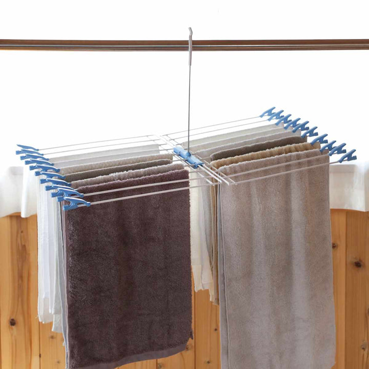 タオルハンガー折りたたみ式物干しバネ付きクリップ20枚掛け