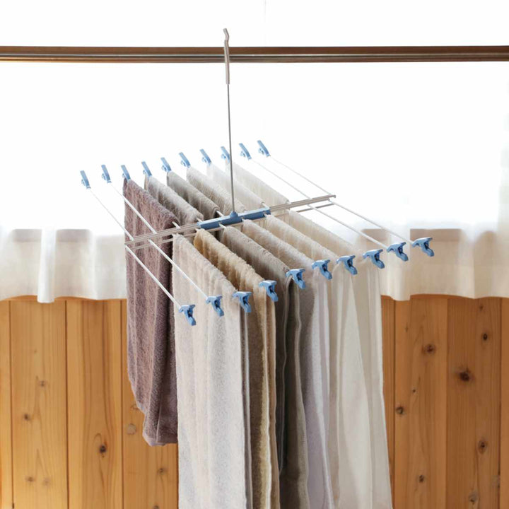 タオルハンガー折りたたみ式物干しバネ付きクリップ20枚掛け