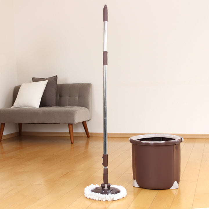 モップトルネード回転モップ丸型セット一槽式バケツ＆マイクロファイバー丸型モップ