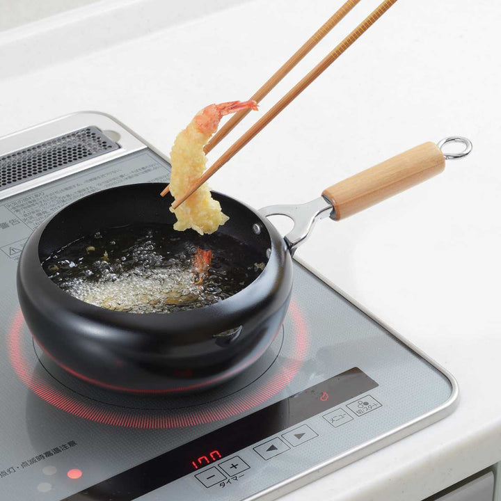 天ぷら鍋片手20cm蓋付きIH対応日本製イエローライン