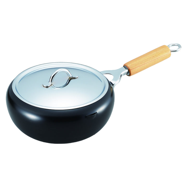 天ぷら鍋片手20cm蓋付きIH対応日本製イエローライン