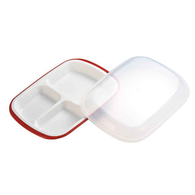 ランチプレート プラスチック 食器 フタ付きランチプレート 角型 楽弁 仕切り付き プラスチック製