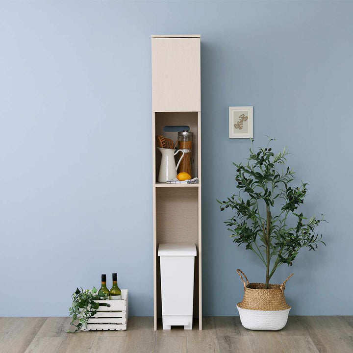 ゴミ箱上ラック幅29.5cm木目調スリム2口コンセント付き可動棚