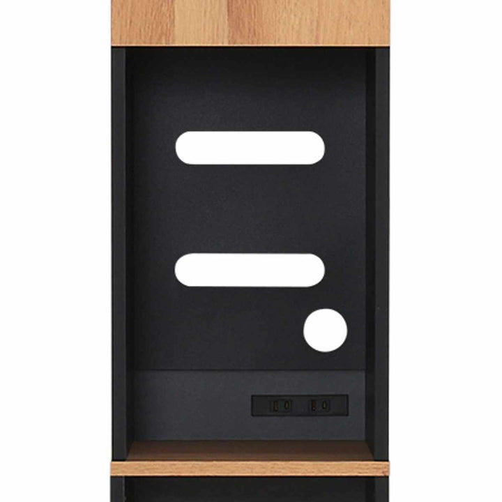 ゴミ箱上ラック幅29.5cm木目調スリム2口コンセント付き可動棚