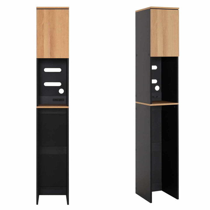 ゴミ箱上ラック幅29.5cm木目調スリム2口コンセント付き可動棚