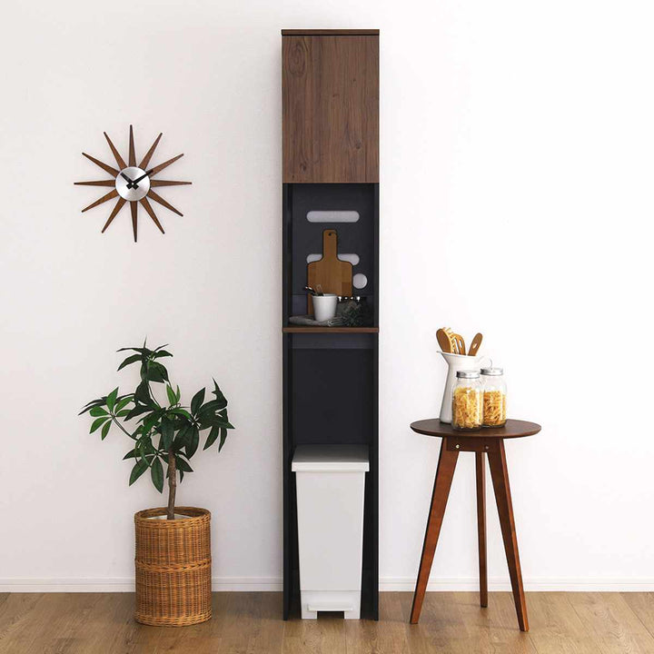 ゴミ箱上ラック幅29.5cm木目調スリム2口コンセント付き可動棚