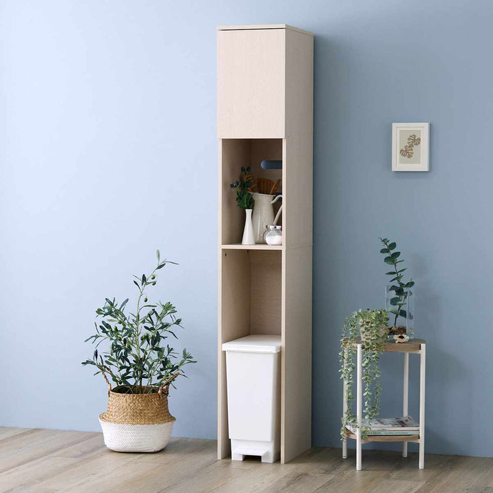 ゴミ箱上ラック幅29.5cm木目調スリム2口コンセント付き可動棚