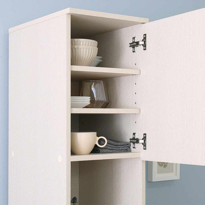 ゴミ箱上ラック幅29.5cm木目調スリム2口コンセント付き可動棚