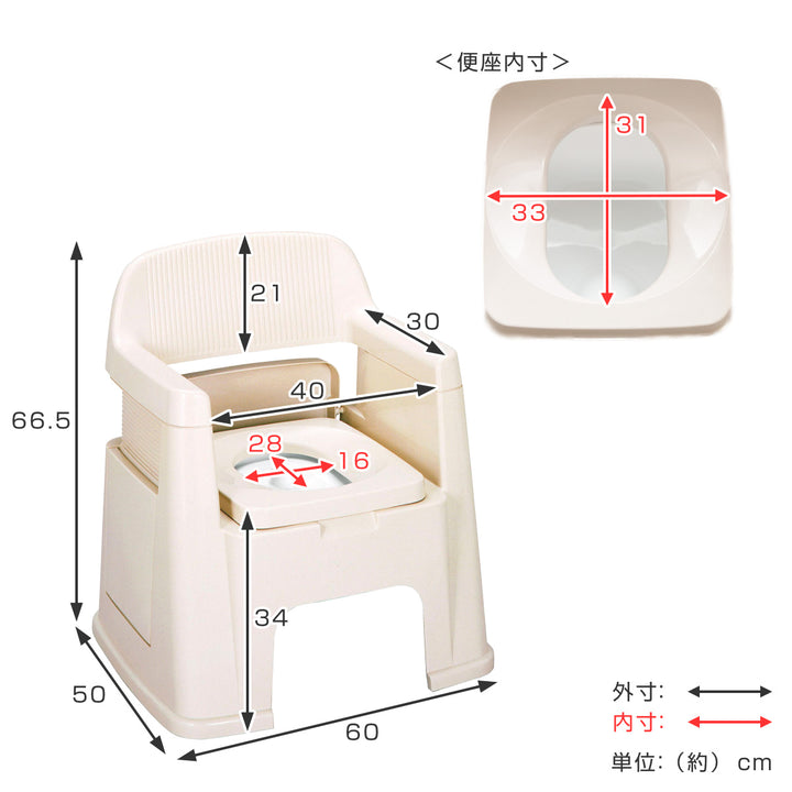 ポータブルトイレ背もたれ型バケツ付き介護