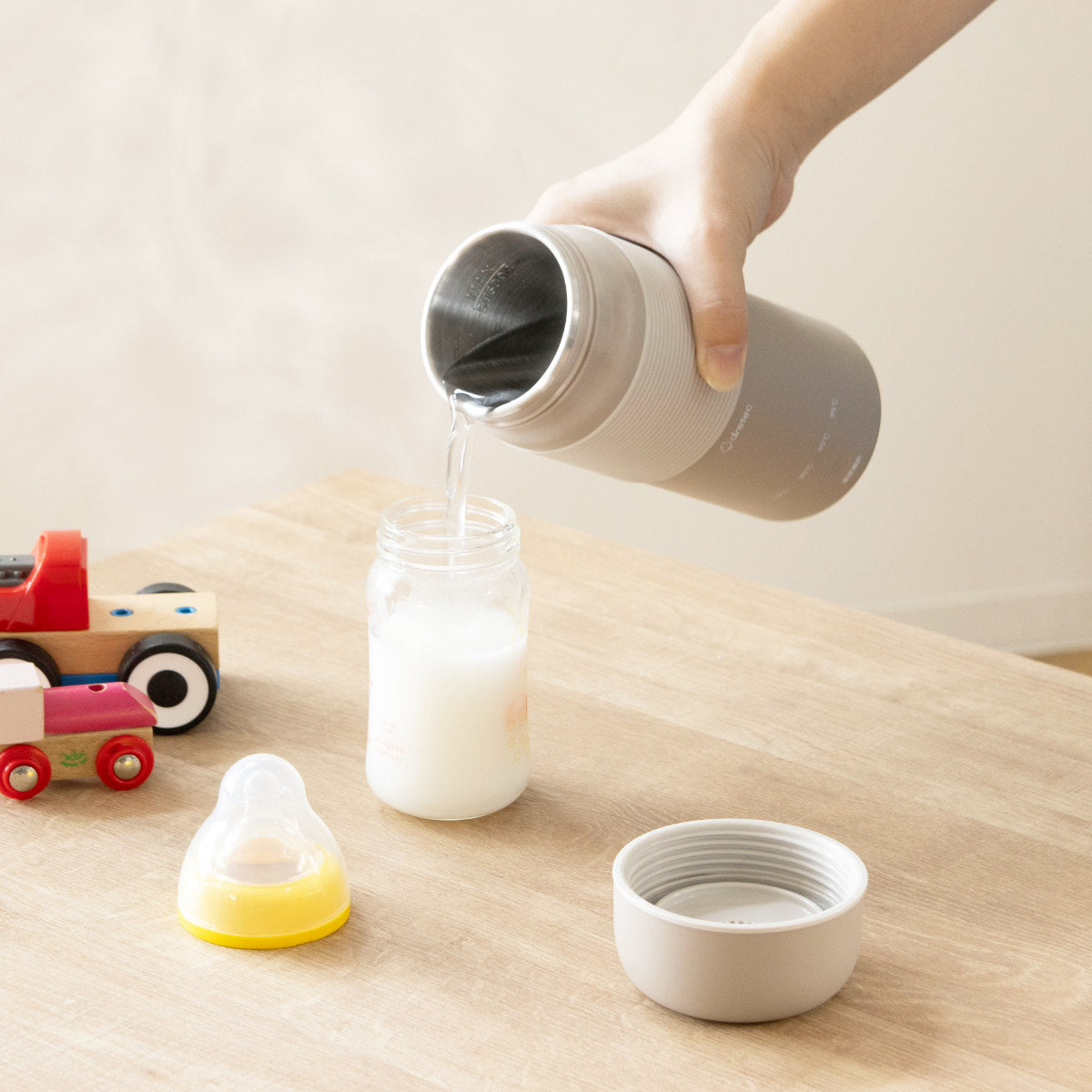 LIFEVAL 都市ガス用　湯沸かし器 温度調節機能付き 湯沸かしボトル 400ml 温度調節機能付き おでかけ温調ケトル