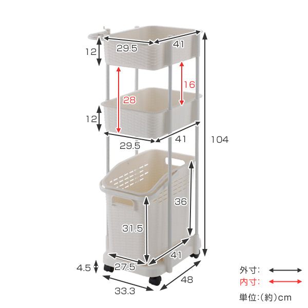 ランドリーワゴン3段ランドリーメイト洗濯かご