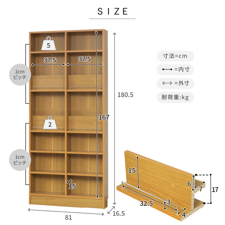 本棚幅81cm1cmピッチディスプレイラックスリム薄型オープン棚