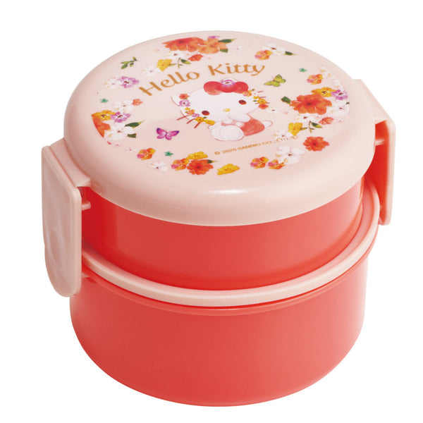 弁当箱500ml丸型ランチボックス2段キティパステル水彩花柄