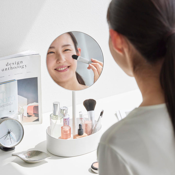 山崎実業tower高さと角度が調節できる収納付きスタンドミラータワー