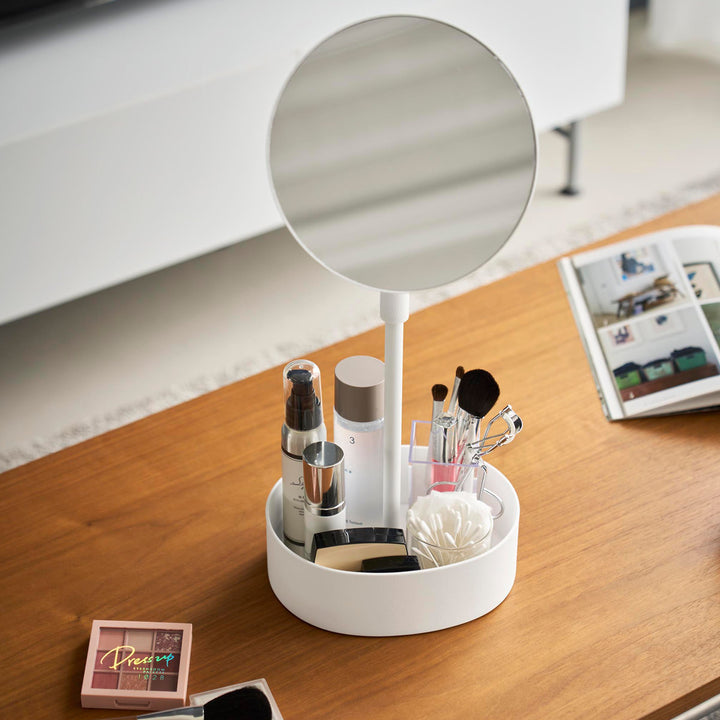 山崎実業tower高さと角度が調節できる収納付きスタンドミラータワー