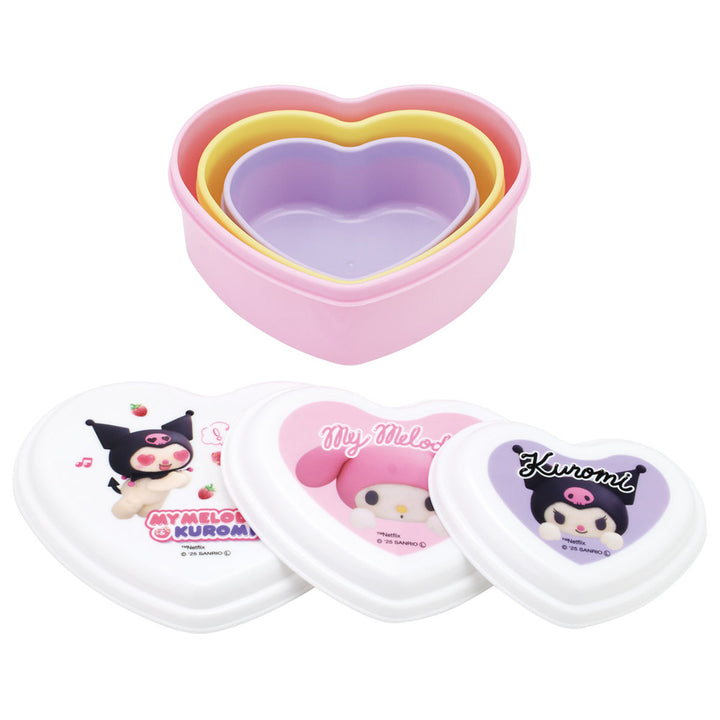 弁当箱3個セットシール容器ハート型マイメロクロミNetflix
