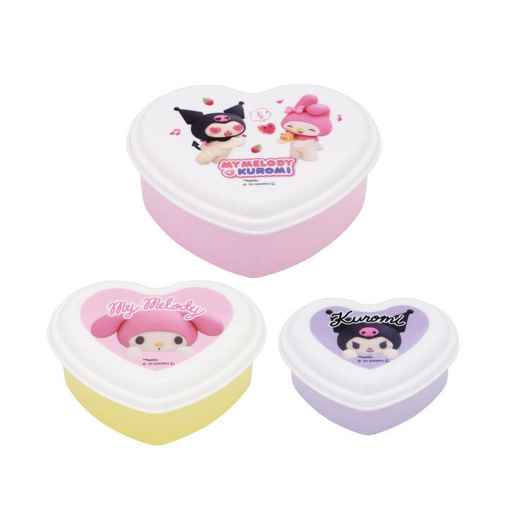 弁当箱3個セットシール容器ハート型マイメロクロミNetflix