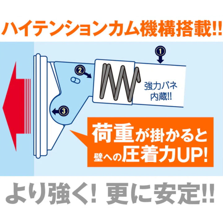 突っ張り棒取付幅：110～180cm大ハイカム超極太ポール超強力