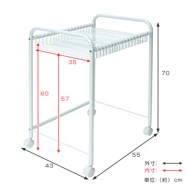 スラックスラック収納20本掛奥行55cmズボンキャスター付き組立式