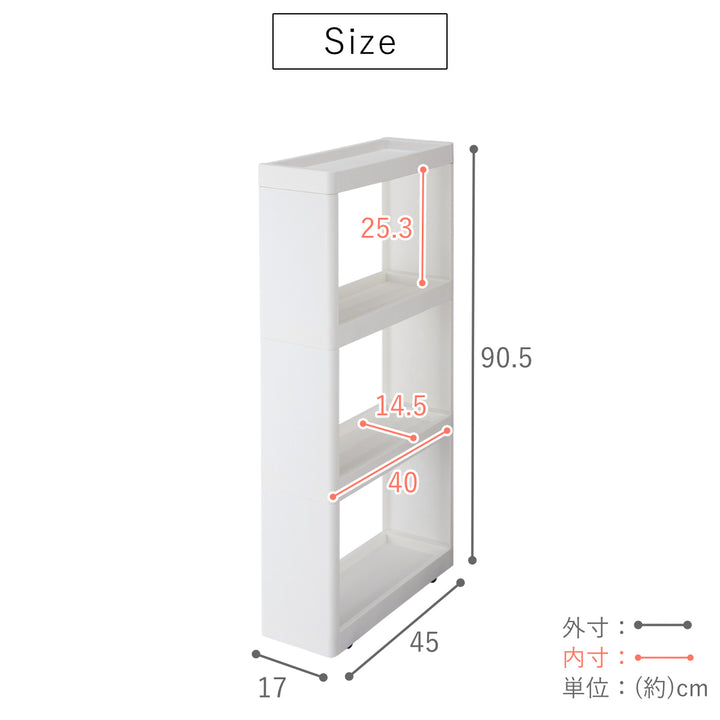 キッチンワゴンサイドオープンワゴンスリム幅17cm