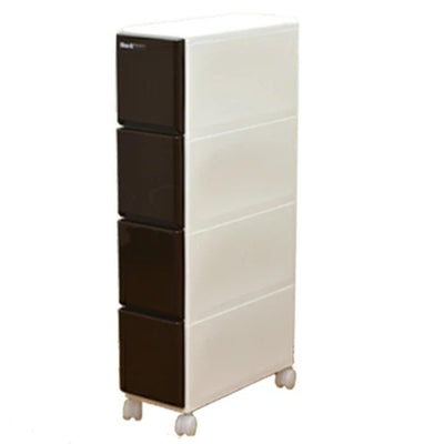 キッチンストッカー ラグドロワ 4段 スリム 光沢パネル 幅17cm