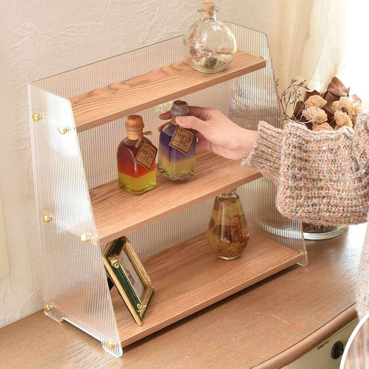 キッチンラック アクリル 三角 収納棚 3段 – ハウジー