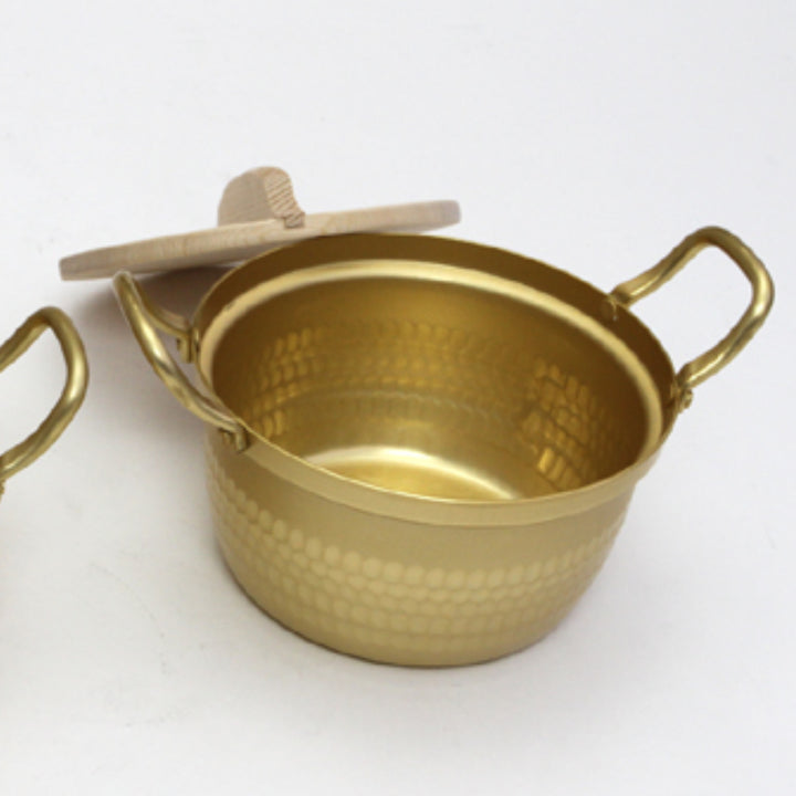 両手鍋14.5cm和の職人アルミ段付鍋木蓋付