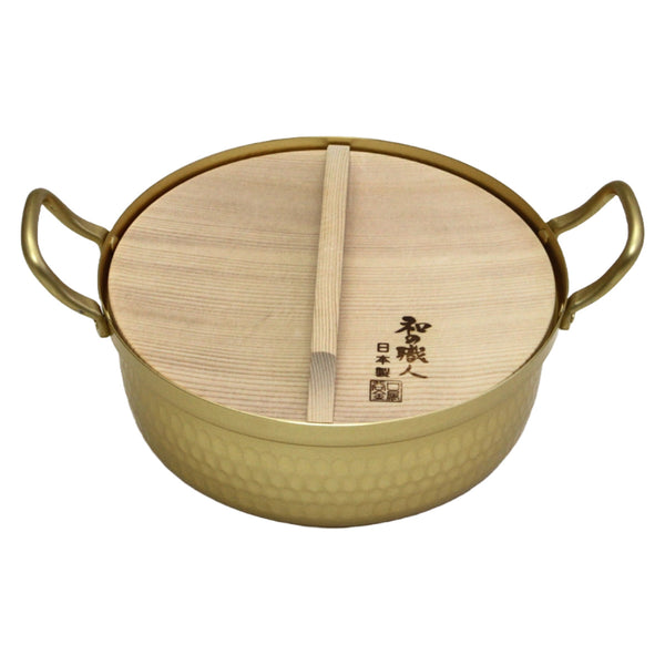 両手鍋18cm和の職人アルミ浅型鍋木蓋付