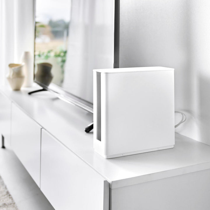 山崎実業smart蓋付き重ねられる仕切り付きスリムルーター収納ケーススマート