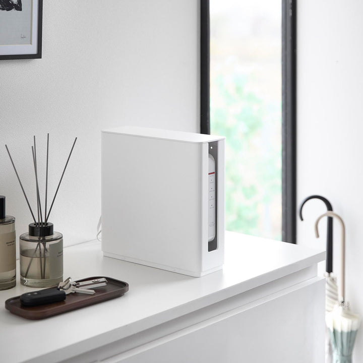 山崎実業smart蓋付き重ねられる仕切り付きスリムルーター収納ケーススマート