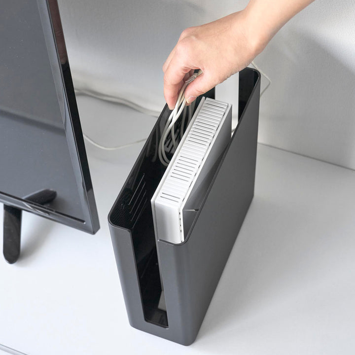 山崎実業smart蓋付き重ねられる仕切り付きスリムルーター収納ケーススマート