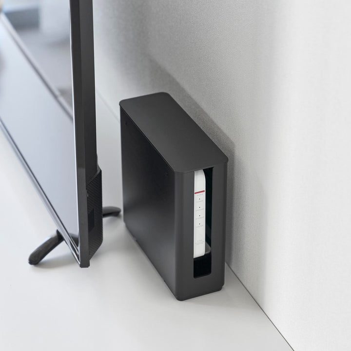 山崎実業smart蓋付き重ねられる仕切り付きスリムルーター収納ケーススマート