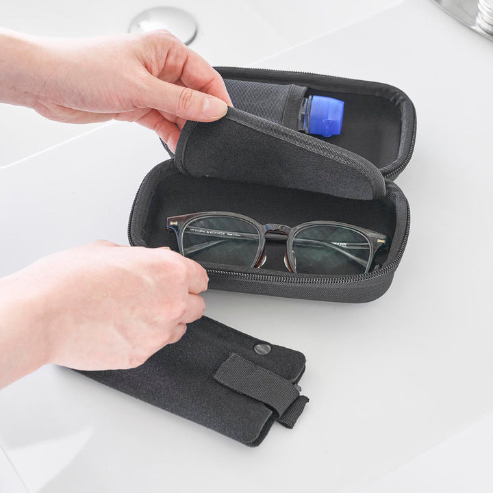 山崎実業towerメガネとコンタクトレンズ用品が収納できるメガネケースタワー