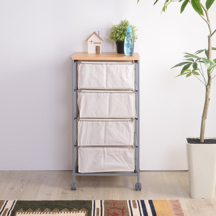 キャンバスチェスト幅43cm4段簡単組立