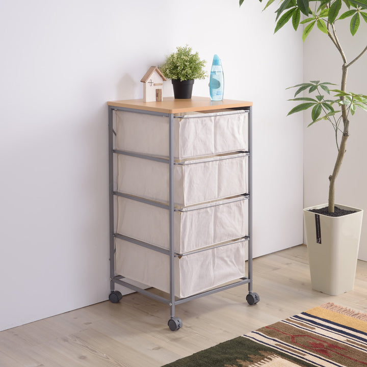 キャンバスチェスト幅43cm4段簡単組立