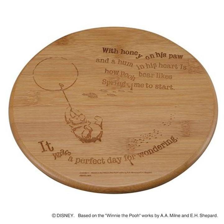 鍋敷きくまのプーさんふうせん竹製丸型キャラクター