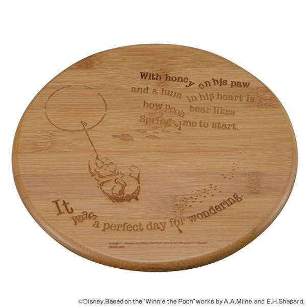 鍋敷きくまのプーさんふうせん竹製丸型キャラクター