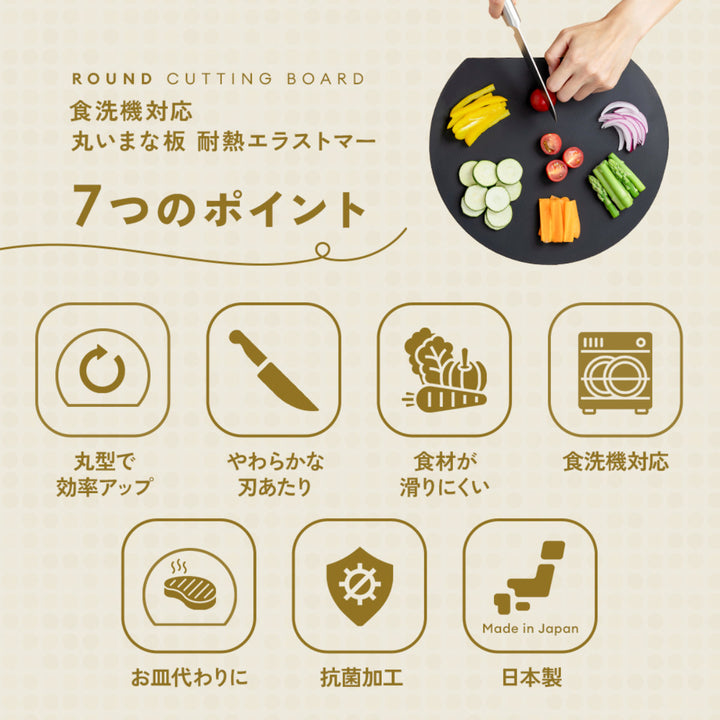 丸いまな板小食洗機対応耐熱エラストマーかまぼこ型日本製アイメディア