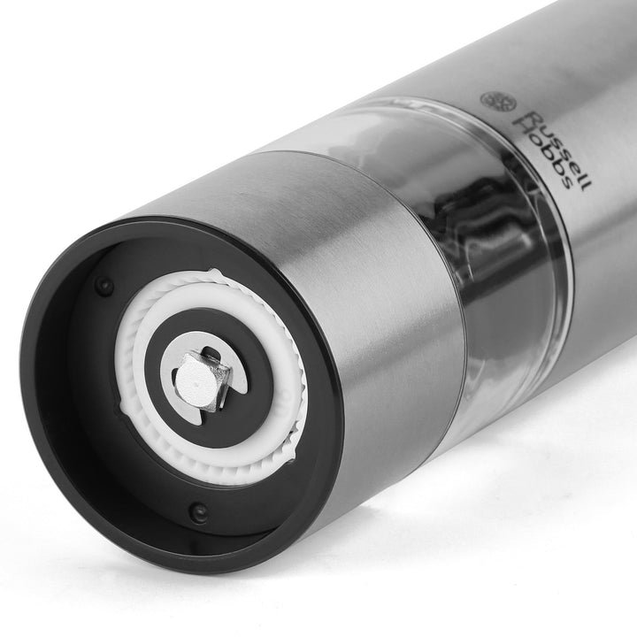 RussellHobbs電動ミルミニ2本セット木製スタンド付きソルト＆ペッパーミル